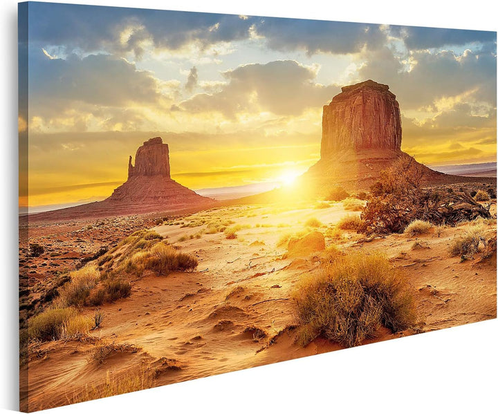 islandburner Bild auf Leinwand Sonnenuntergang Bei Den Sisters Im Monument Valley In Den Usa Bilder