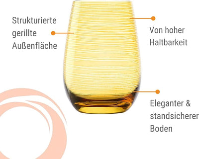 Stölzle Lausitz Gläser TWISTER 465 ml Bernstein I Trinkgläser 6er Set I Gläser-Set spülmaschinenfest