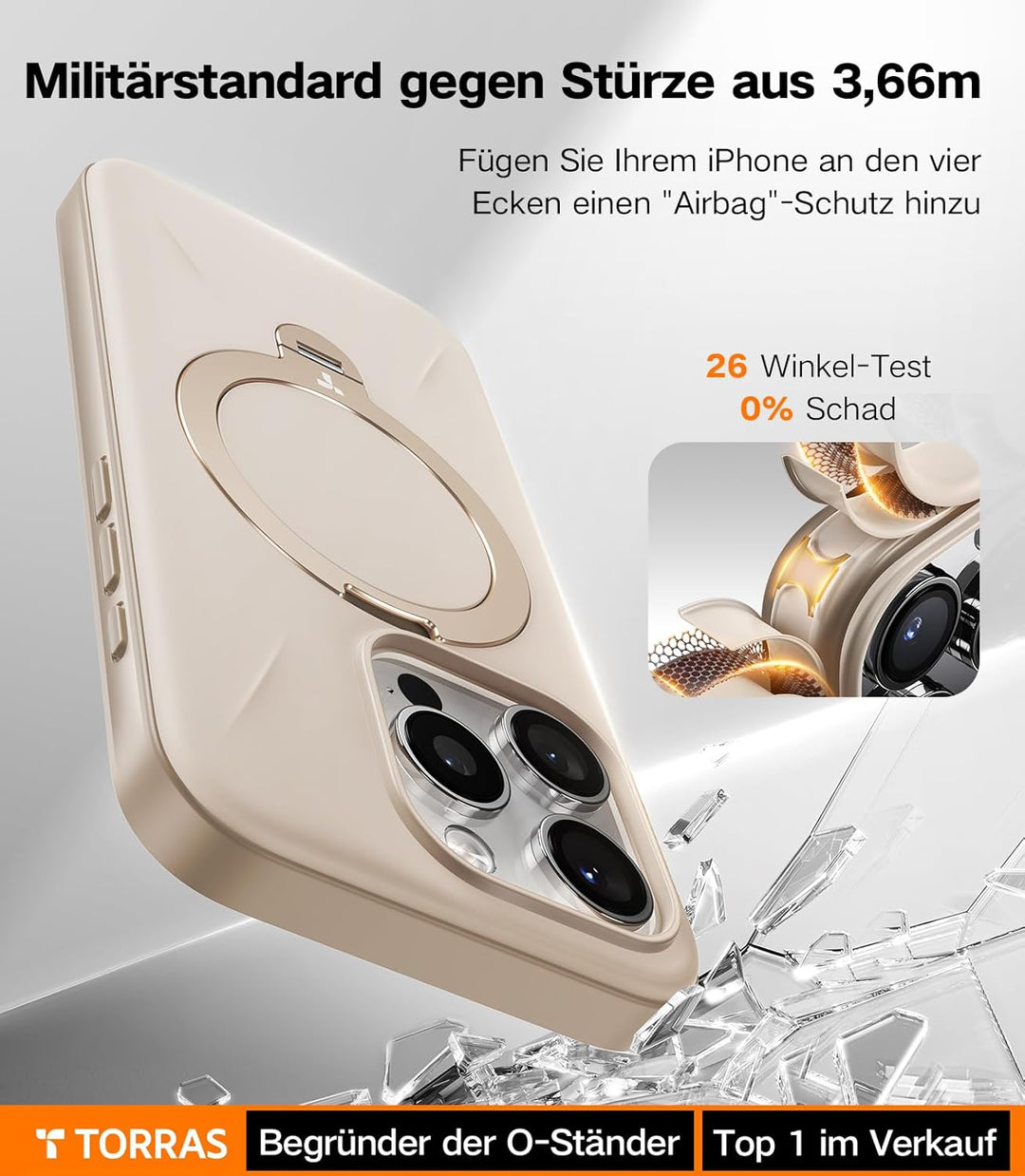 TORRAS Ostand Q3 Fusion für iPhone 15 Pro Max Hülle für Magsafe (Magnetischer Robust Standring) Zert