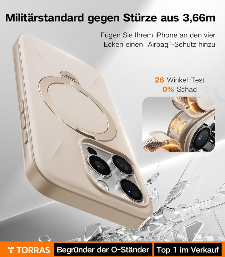 TORRAS Ostand Q3 Fusion für iPhone 15 Pro Max Hülle für Magsafe (Magnetischer Robust Standring) Zert