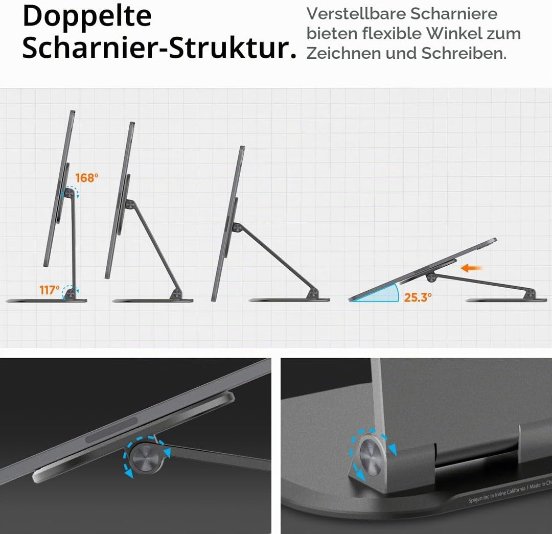 Spigen OneTap Easel Verstellbarer magnetischer Tablet Ständer mit Mehreren Winkeln Kompatibel mit iP