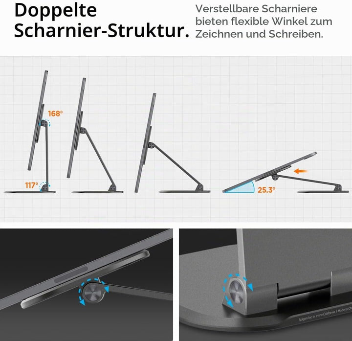 Spigen OneTap Easel Verstellbarer magnetischer Tablet Ständer mit Mehreren Winkeln Kompatibel mit iP