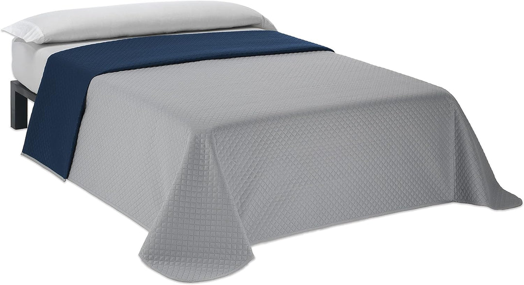 Martina Home Tagesdecke, wendbar, Grau, Blau Bett 135 cm Graublau, Bett 135 cm Graublau