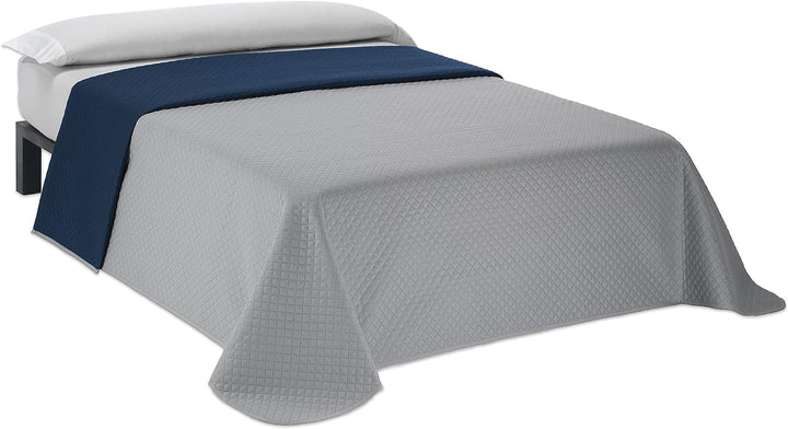 Martina Home Tagesdecke, wendbar, Grau, Blau Bett 135 cm Graublau, Bett 135 cm Graublau