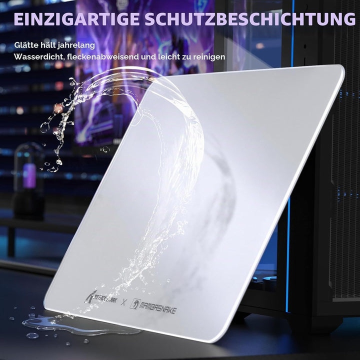 ATTACK SHARK CM05SE Verzerrtes Glas-Mauspad, 9H Härte Kratzfest, Nano-Ätzte Ultraglatte Oberfläche,
