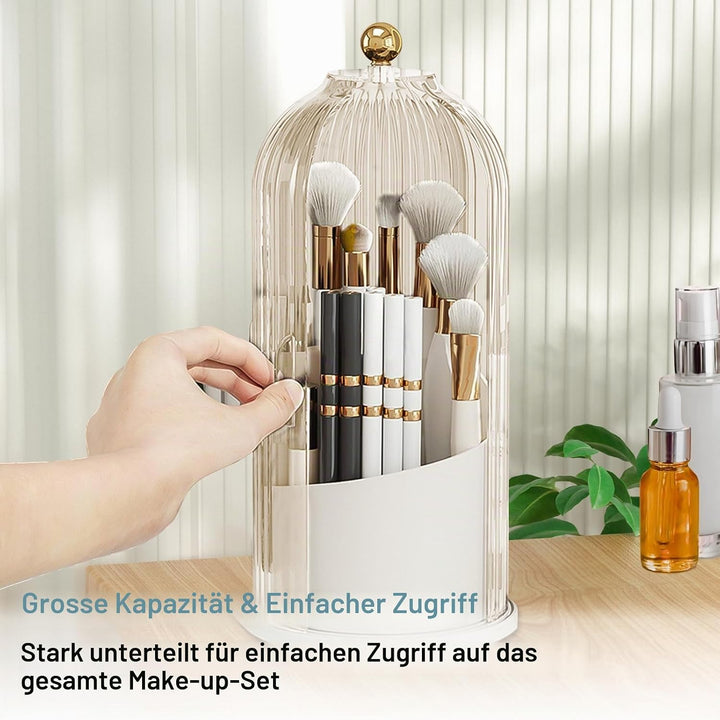 Rotierender Pinselhalter mit 360° Drehung und staubdichtem Deckel - Platzsparender Organizer für Kos