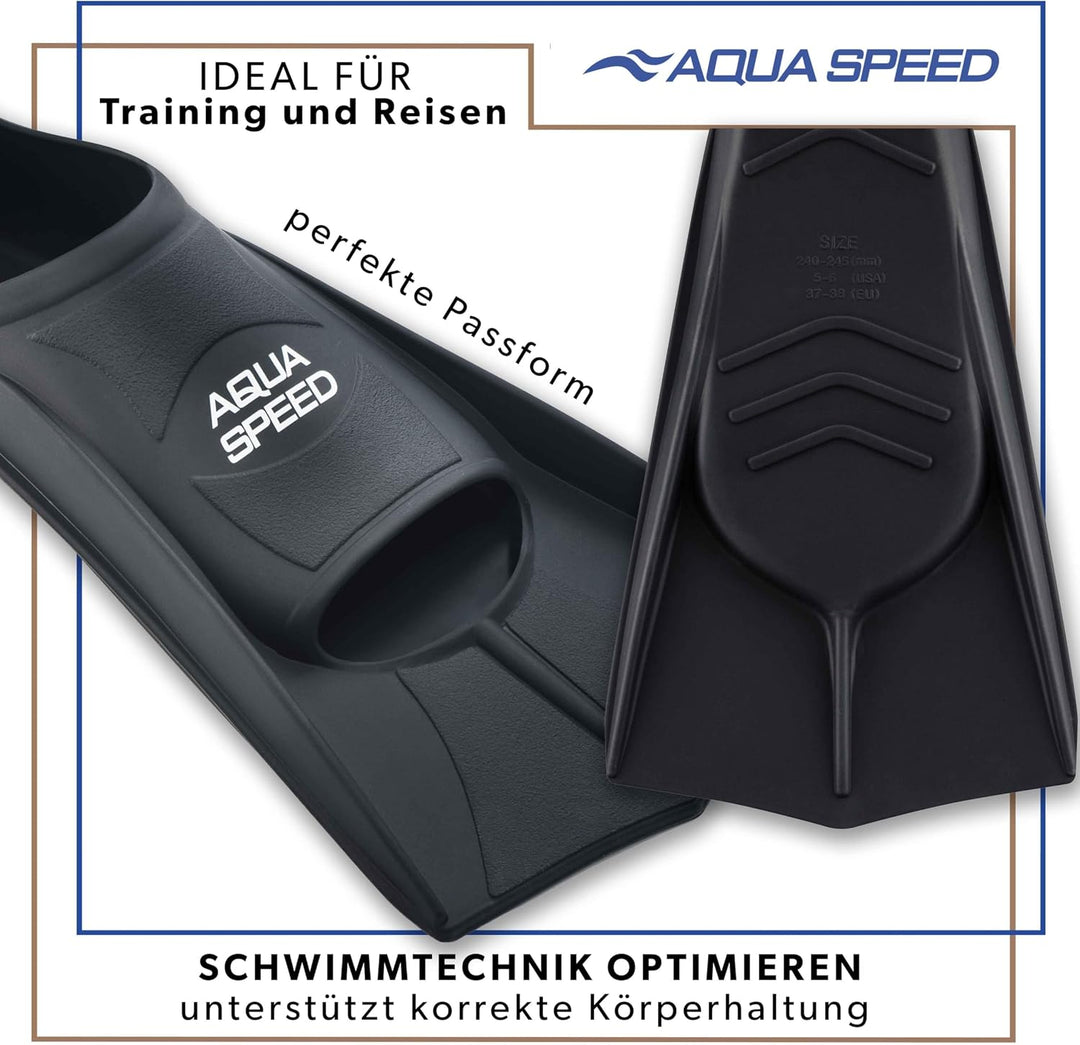Aqua Speed Kurze Schwimmflossen für Erwachsene und Kinder I HIGH TECH | weiche Trainingsflossen I le