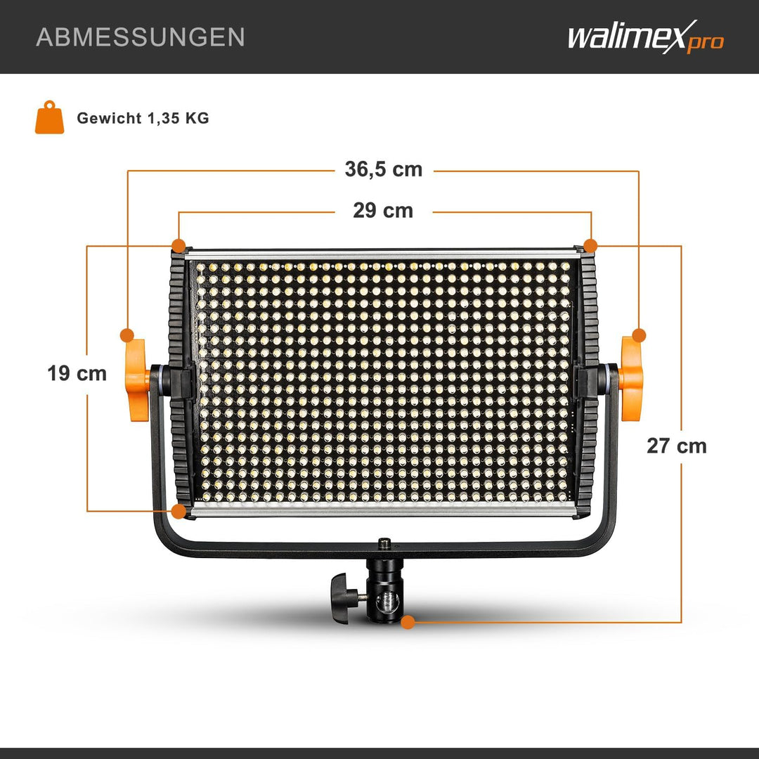Walimex pro dimmbare LED Flächenleuchte Niova 600 Plus Daylight + Akku Slots I Videoleuchte &amp; Fotoli