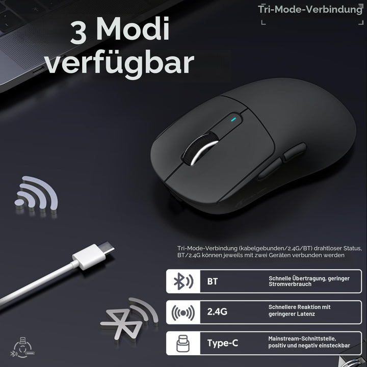 ATTACK SHARK X3MAX 49g SUPERLIGHT Mouse with Tape, PixArt PAW3950 Gaming Sensor, BT/2.4G Wireless/Wi