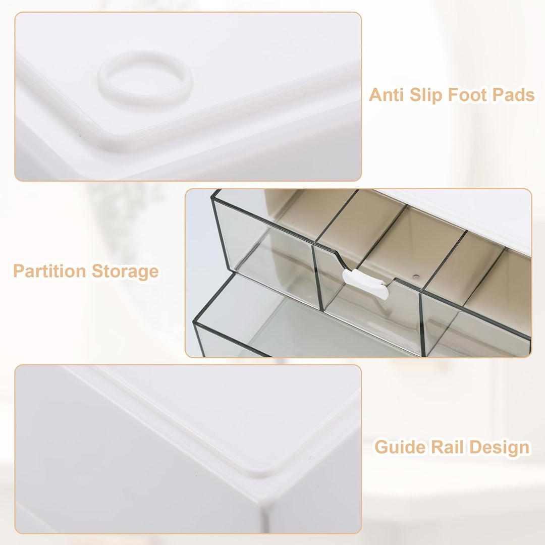 3 Stück Acryl Badezimmer Organizer, Kosmetik Organizer Set, Transparent Bad Schubladen Organizer, Sc