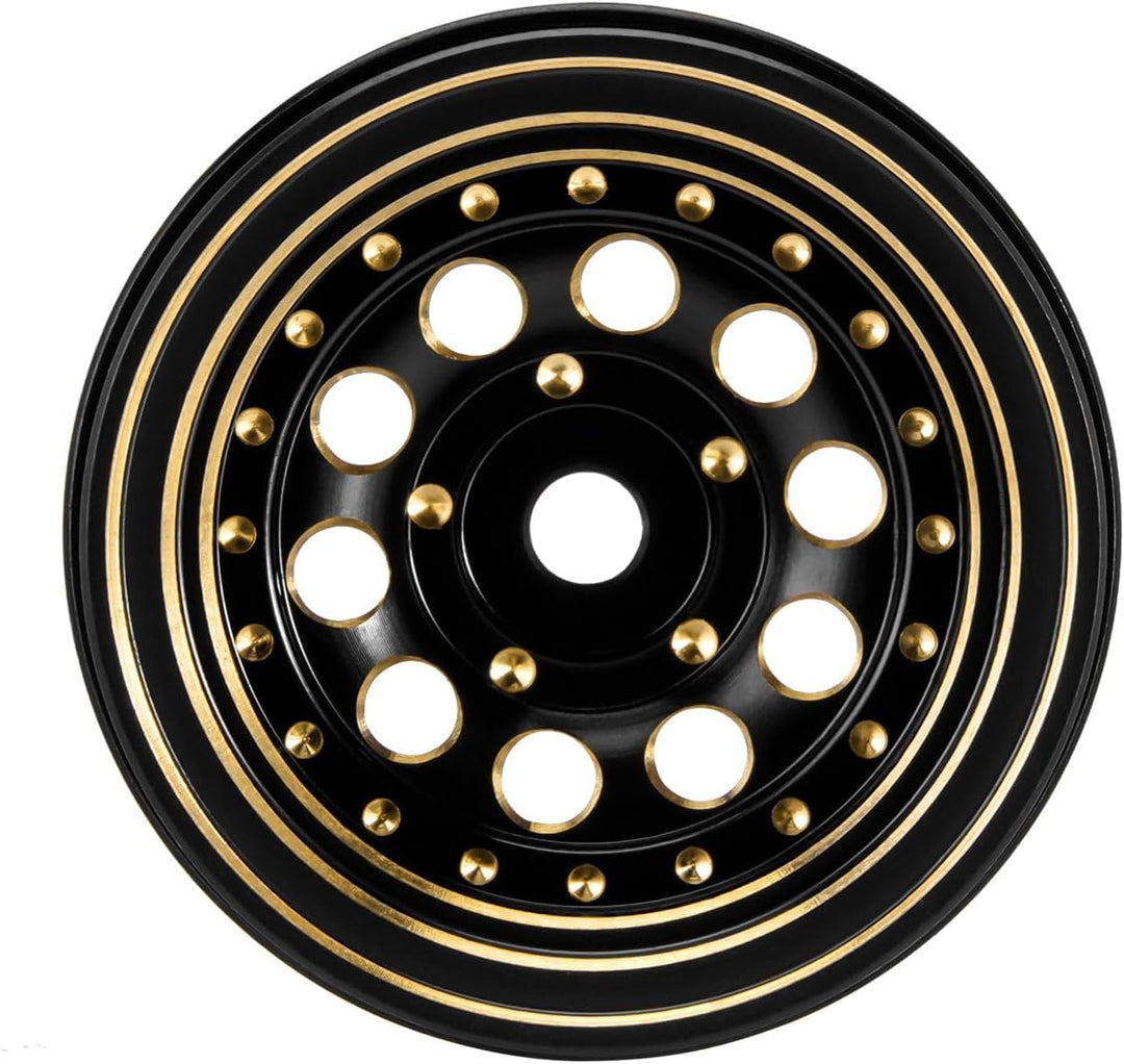 INJORA 1.0" Beadlock Felgen Schwarz Beschichtet Messing Felgen für 1/24 1/18 RC Crawler Car Axial SC