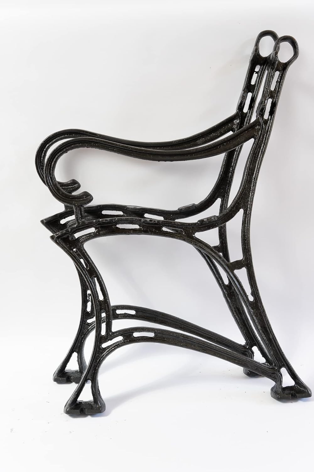 SEZAM Bankfüsse aus Gusseisen Schwarz x 2 Stück, mit Rückenlehne &amp; Armstütze - 51 x 36 x 75 cm, für