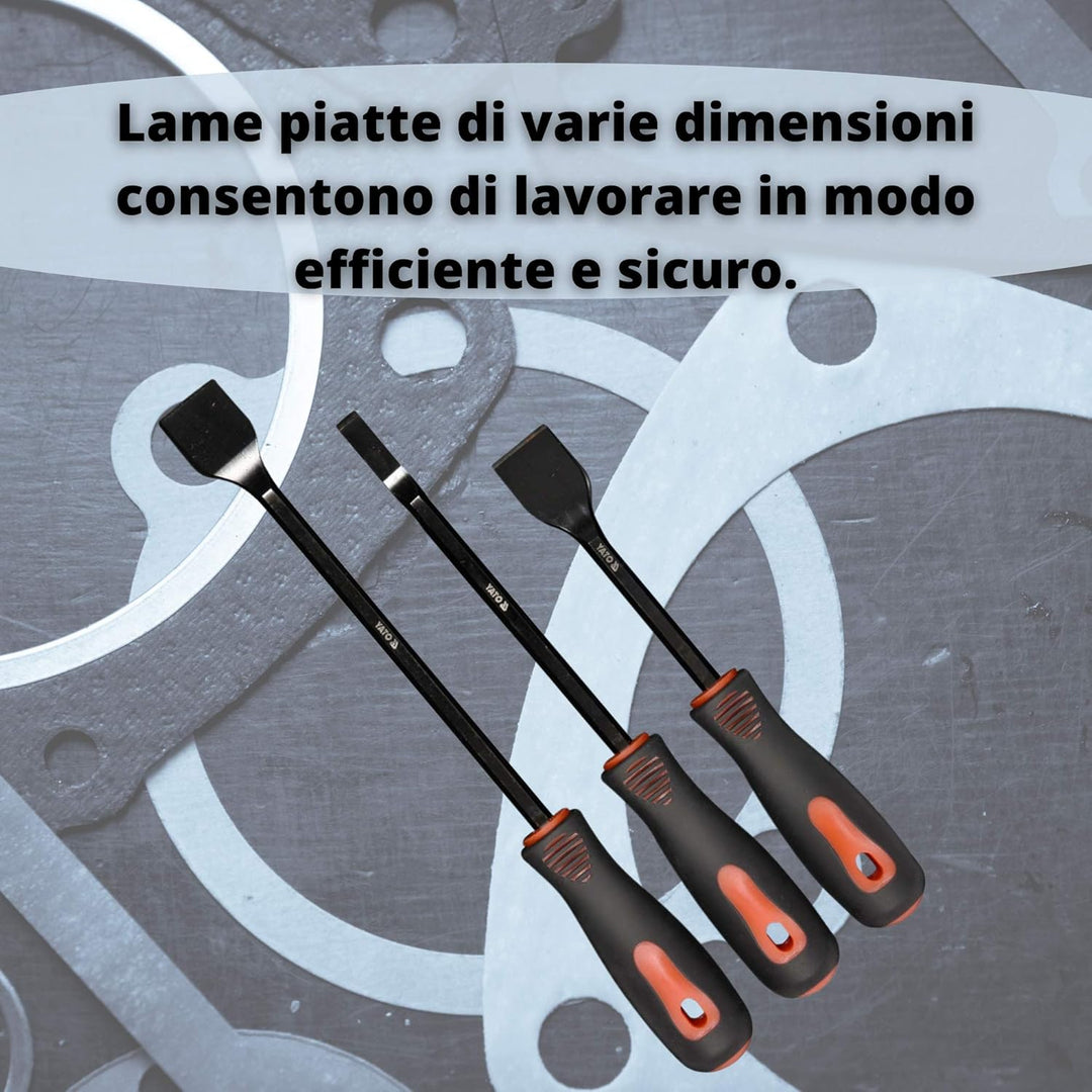 Professionelles Schaber-Set mit flachen Klingen von YATO - zum Entfernen von Dichtungen und Kohlenst