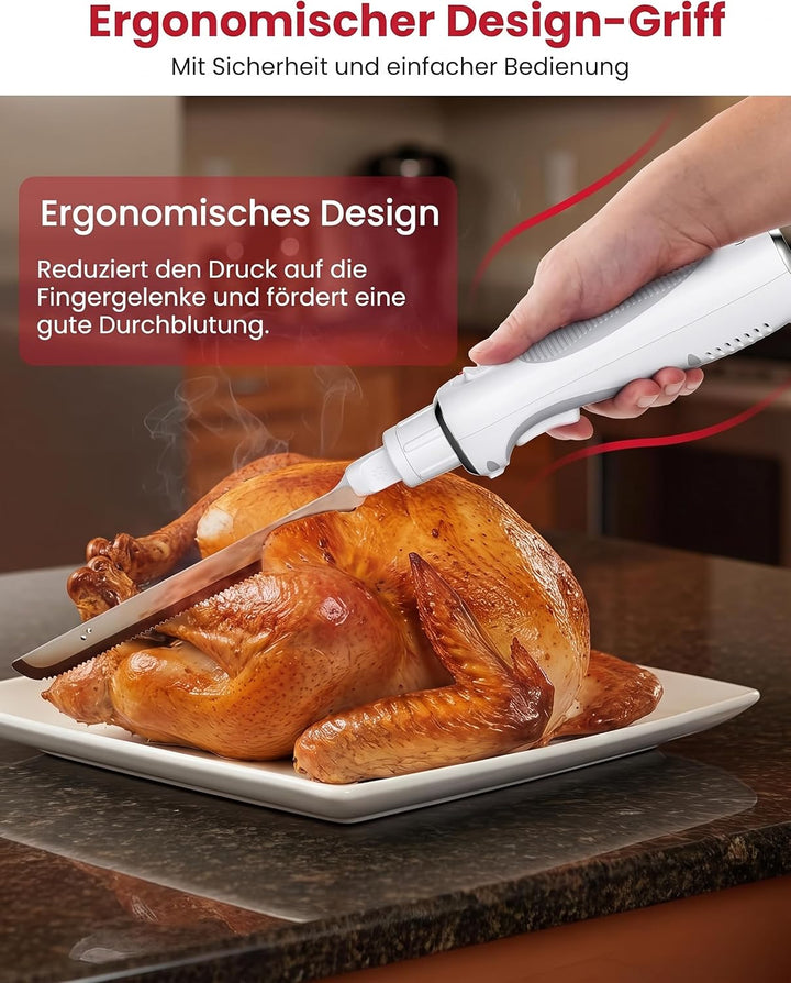 Keenstone Elektrisches Messer Kabelloses, Sägeklingenmesser für Truthahn, Fleisch, Fischfilet &amp; Brot
