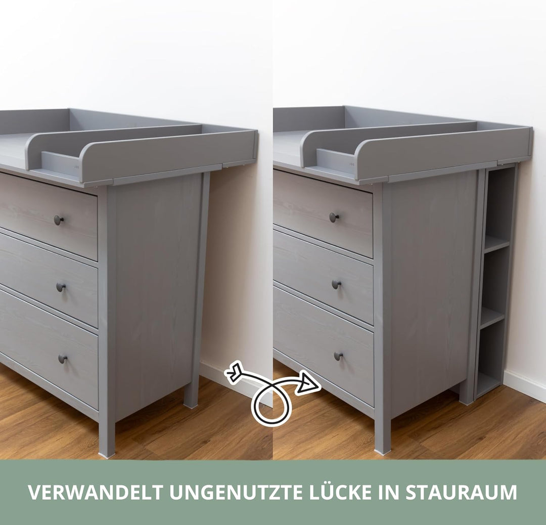 Stauraumregal für IKEA HEMNES Kommode – passgenaues Zwischenregal für Windeln, Babykleidung & Pflege