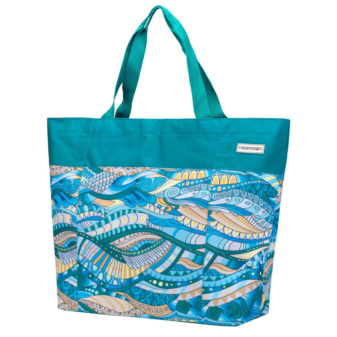 anndora XXL Shopper OCEAN - Strandtasche 40 Liter Schultertasche Einkaufstasche türkis gemustert Oce