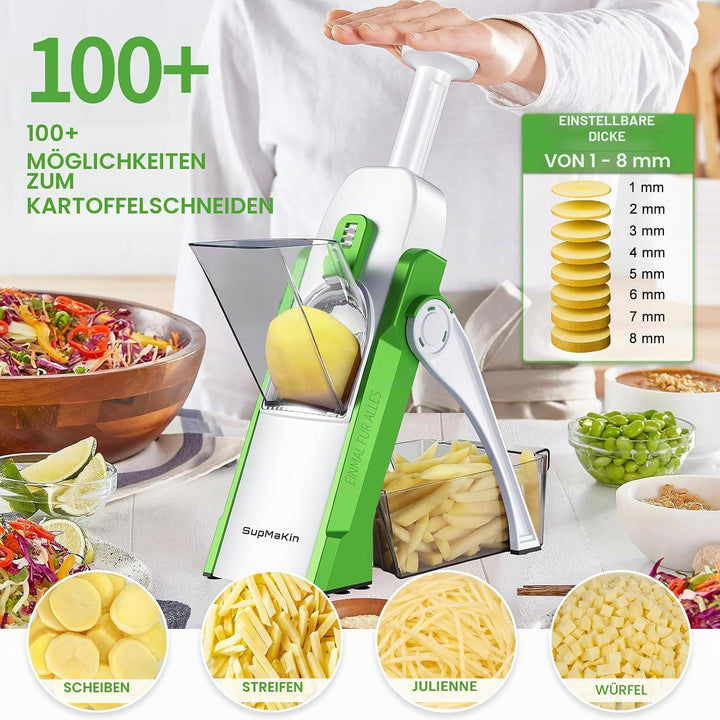 SupMakin Gemüseschneider, Once for All Verstellbar Gemüsehobel Genius Mandoline Vegetable Slicer Kar