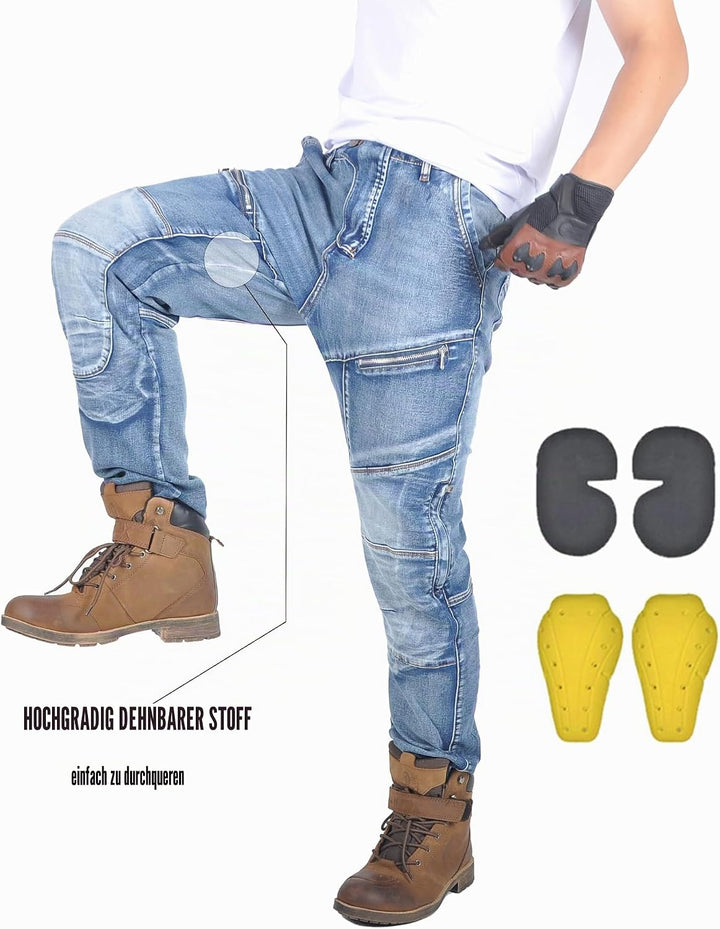 oFzimTo Motorradhose Herren/Damen, Aramid-Gewebe Stretch Jeans Hosen Herren/Damen, Motorrad Hosen mi
