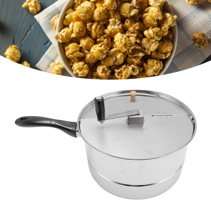 Koper Popcorn Popper, Edelstahl -Popcornhersteller mit Handkurbel, Popcorn -Topf für Gas, Herd, Indu