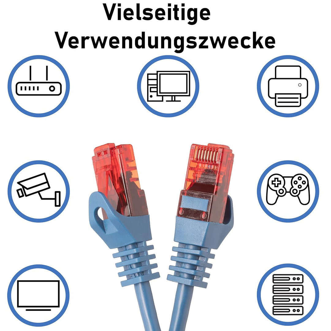 BIGtec - 10 Stück - 10m Gigabit Netzwerkkabel Patchkabel Ethernet LAN DSL Patch Kabel blau (2x RJ-45