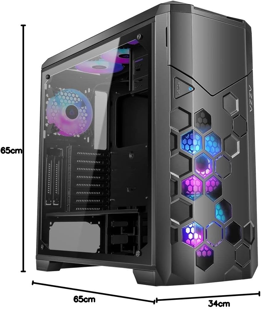 Azza Storm 6000B ARGB, Tower-Gehäuse,schwarz, Tempered Glass