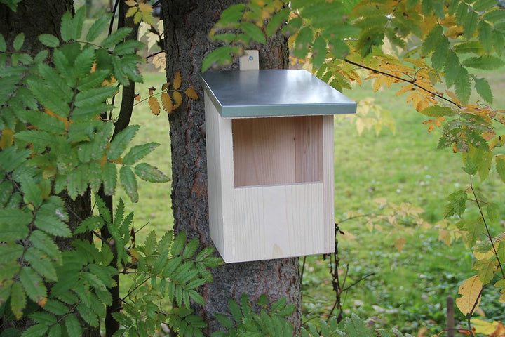 Nistkasten-(N7)-Halbhöhle Vogelhaus Vogelhäuschen Vogelhäuschen Garten Deko Zinkdach