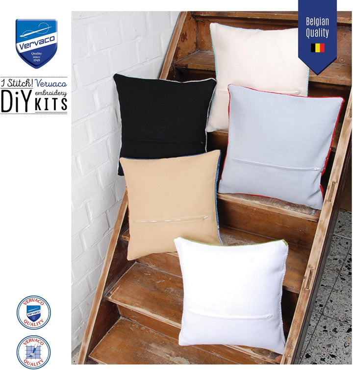 Vervaco 2 x Kissenrückseiten mit Reissverschluss für Stickkissen, 2 Kissenbezüge 45,7 x 45,7 cm, 2 x