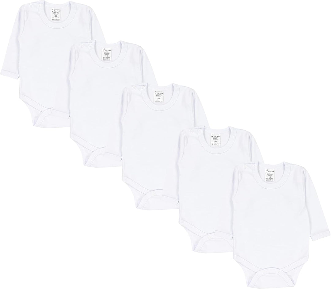 Baby Body Langarm – Weicher Body Baby 5er Pack aus Baumwolle, Unifarben, OEKO-TEX Zertifiziert, 80 F