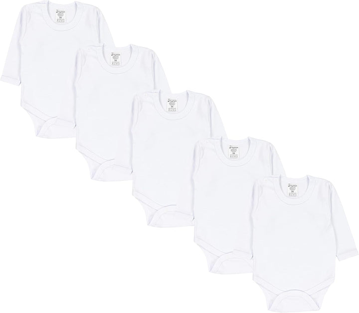 Baby Body Langarm – Weicher Body Baby 5er Pack aus Baumwolle, Unifarben, OEKO-TEX Zertifiziert, 80 F