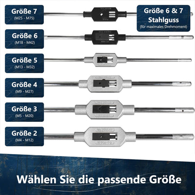 AM-Zerspanungstechnik Windeisen | verstellbares PRO Windeisen für Gewindebohrer | Auswahl verschiede