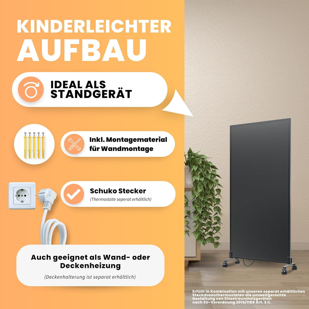 BR Bringer Infrarotheizung Standgerät - 700 Watt - Energiesparend - Mobile Elektroheizung mit Standf
