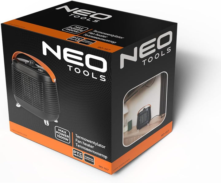 NEO TOOLS Termowentilator 1500W mit PTC Keramikheizelement, freistehend, modernes Design, sicher und