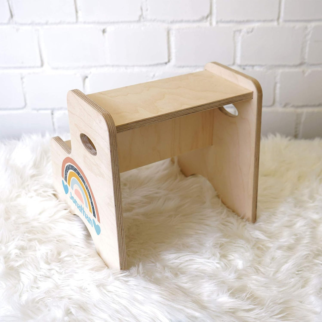 Holzura Tritthocker Kinder, Hocker aus Holz für Bad und Küche, Holzhocker personalisierter Toiletten
