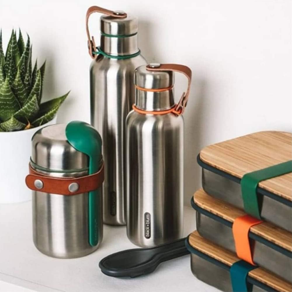 black+blum Isolierte Wasserflasche Gross - Ozean, 750 ml Thermoflasche, Edelstahl/VeganLeder, L, 2 7