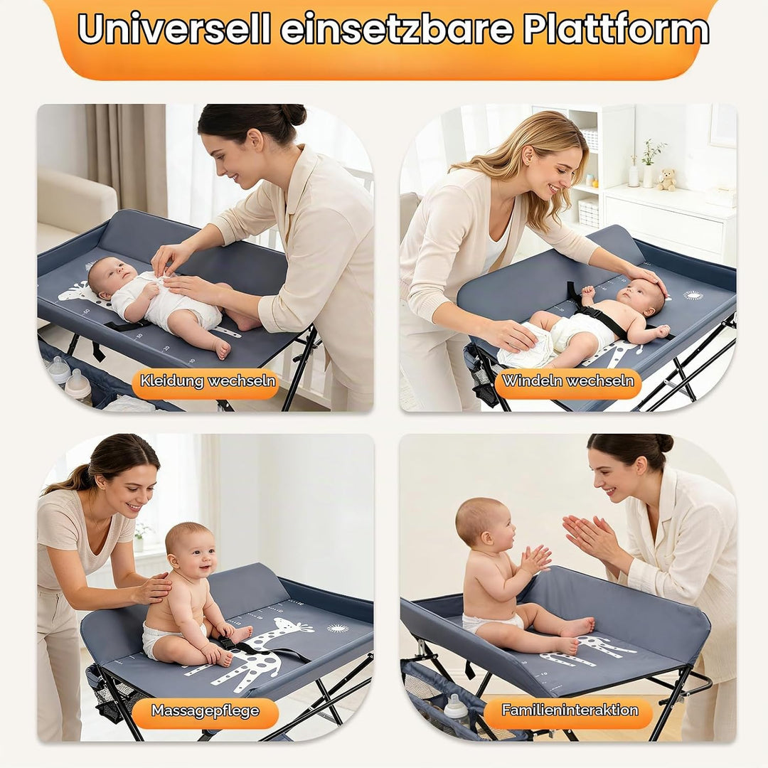 klappbare Wickelkommode Wickeltisch, Baby Wickelkombi, mit Wickelauflage Sicherheitsgurt und Ablagef