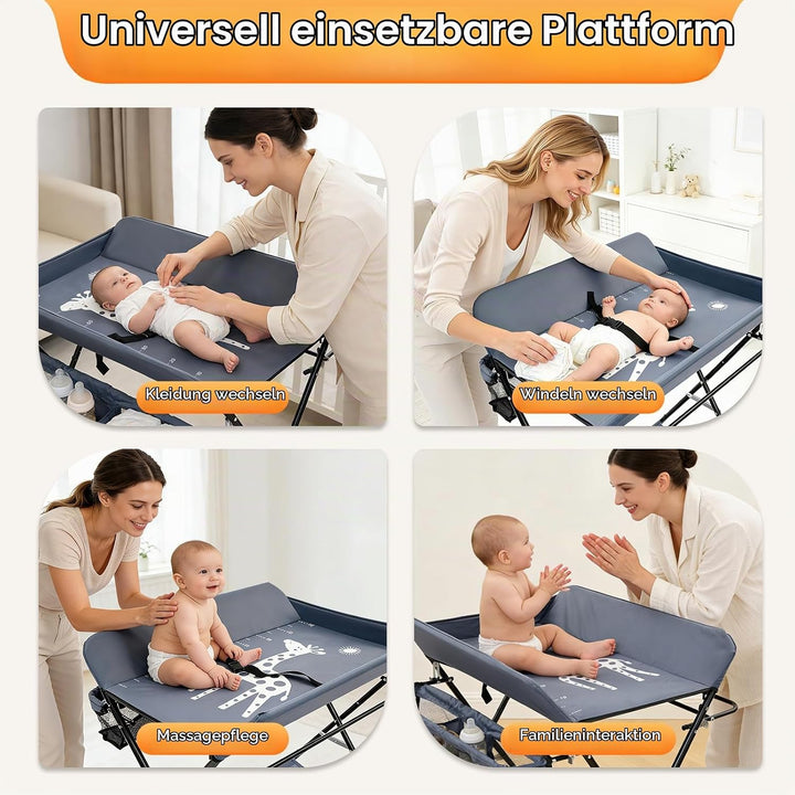 klappbare Wickelkommode Wickeltisch, Baby Wickelkombi, mit Wickelauflage Sicherheitsgurt und Ablagef