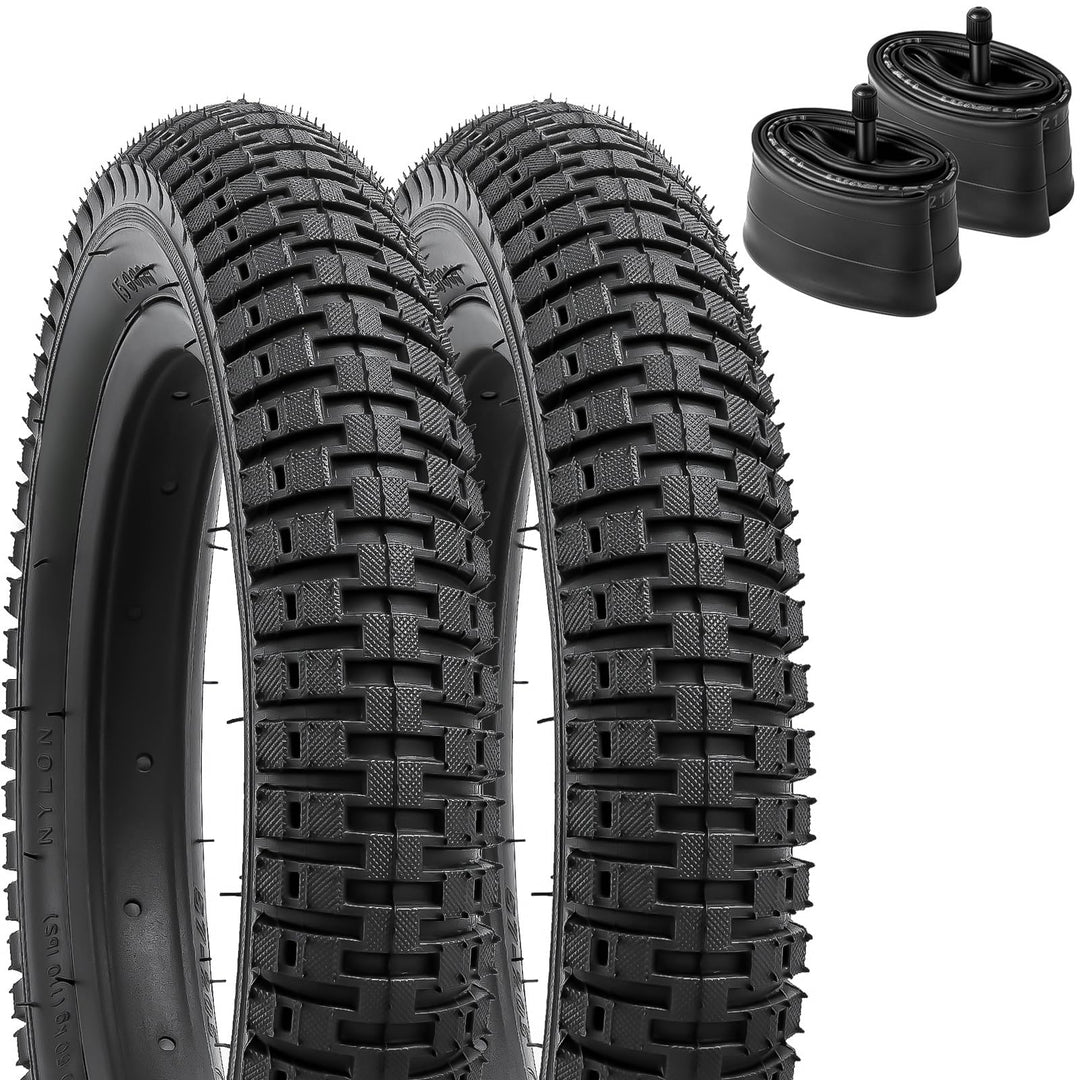 YunSCM 2er-Pack 14 Zoll Fahrradreifen 14x1.95 ETRTO 54-254 Plus 2er-Pack 14 Zoll Schlauch 14x1.75/2.