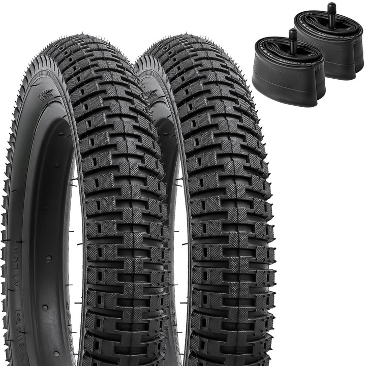 YunSCM 2er-Pack 14 Zoll Fahrradreifen 14x1.95 ETRTO 54-254 Plus 2er-Pack 14 Zoll Schlauch 14x1.75/2.