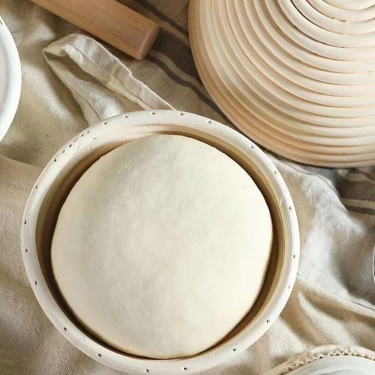 2 Stück Hochwertiges Gärkörbchen, Gärkorb für Sauerteigbrot, Gärkorb Rund 23cm, Antihaft & Pflegelei