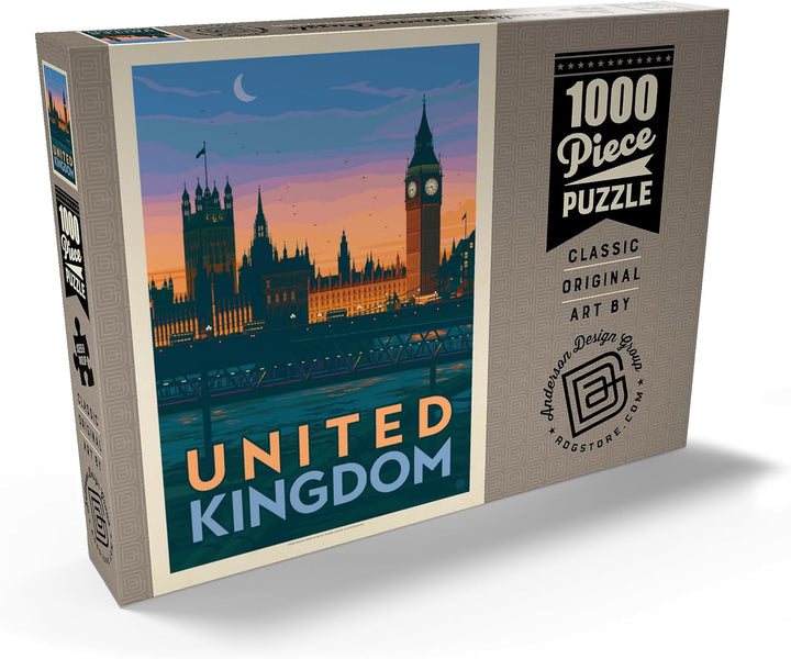 Vereinigtes Königreich: Westminster-Palast, Vintage Poster - Premium 1000 Teile Puzzle - MyPuzzle So