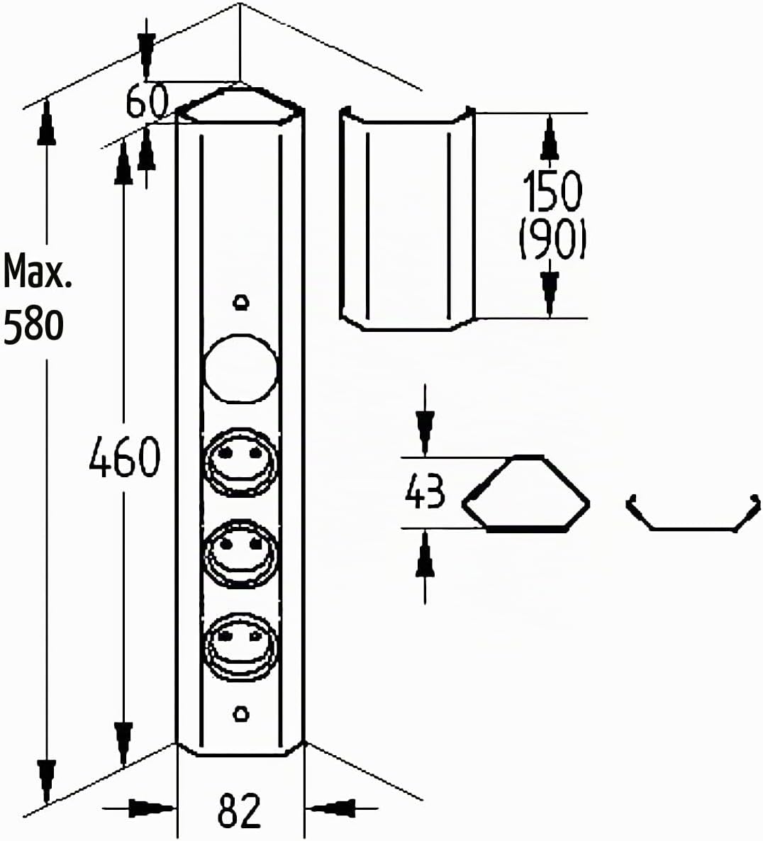 STS 3081 Energie-Ecksaeule schwarz