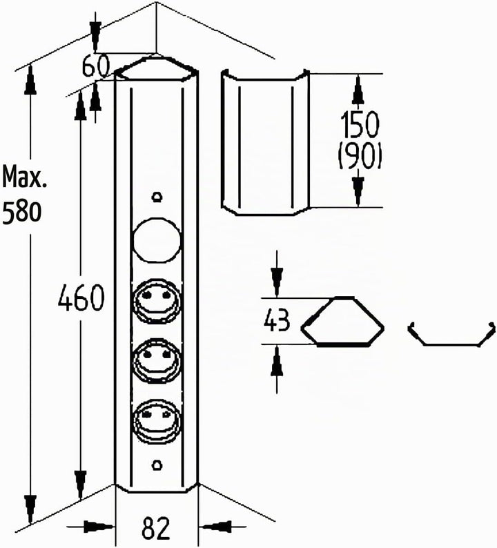 STS 3081 Energie-Ecksaeule schwarz