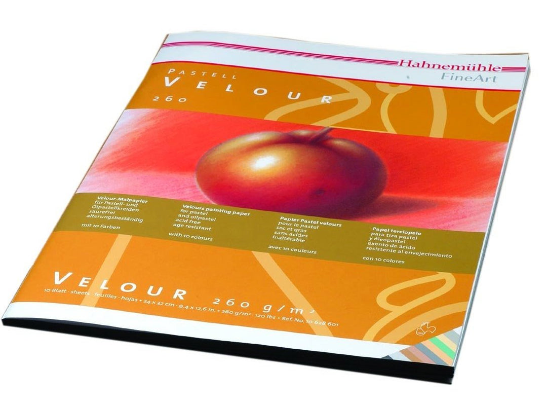 Hahnemühle Pastellpapier Velour, 36 x 48cm, 10 Farben, samt, 260g/m², 10 Blatt Velour 36x48, Velour