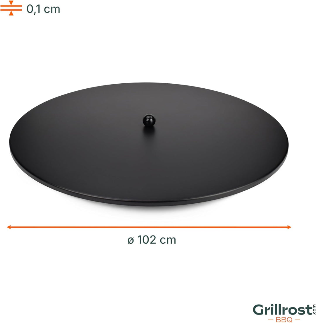 Grillrost.com Das Original Abdeckplatte 100 cm mit Griff - für Feuerplatten, Feuerschalen &amp; Feuerwan