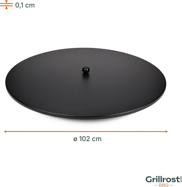 Grillrost.com Das Original Abdeckplatte 100 cm mit Griff - für Feuerplatten, Feuerschalen &amp; Feuerwan