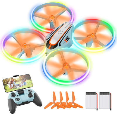 i9C Drohne mit Kamera HD für Kinder, Mini Drone mit Bunte LED Lichter, RC Quadrocopter mit WiFi FPV