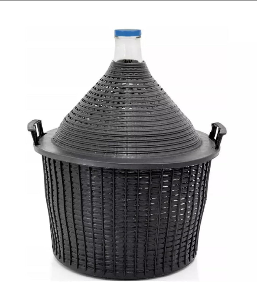 Weinballon 10L mit Kunststoffkorb + Trichter + HEFE + 1xROT-Gummistopfen + 1xGärröhrchen, Glasballon