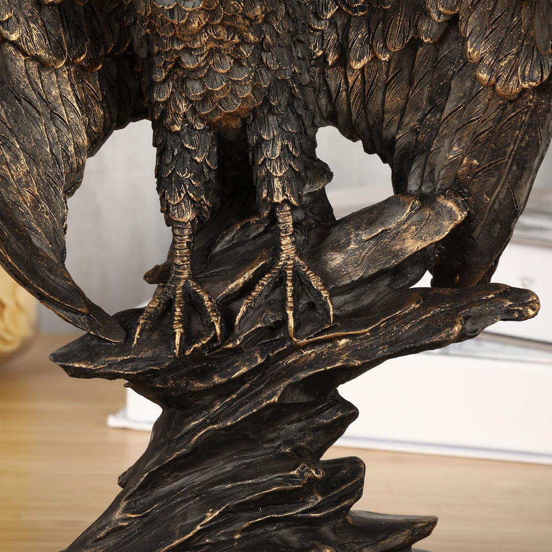 H&W 26cm H Patriotischer Adler Statue,Sandstein Harz Skulpturen für Männer,Wildvogel Adler Figuren,A