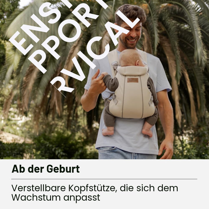 Jané Dual, ergonomische Babytrage, von Geburt bis 15 kg, 3 Positionen, atmungsaktiv und gepolstert,