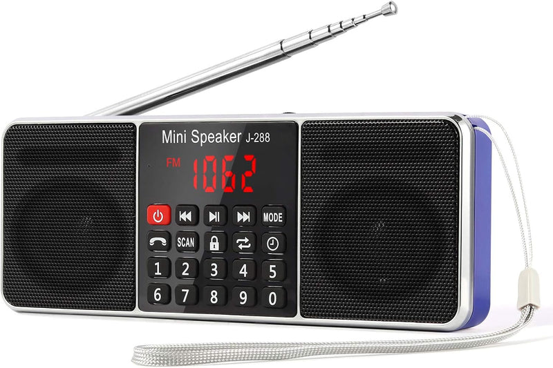PRUNUS J-288 Tragbar AM(MW) UKW FM Bluetooth USB SD TF Radio MP3 mit Doppelmagnet Lautsprechern Ster